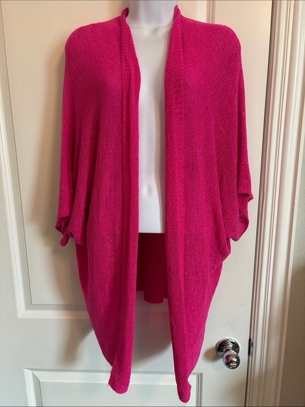 EE:SOME Hot Pink Open-Front Women's Sweater Cardigan M #172Sw